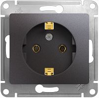 Розетка с заземлением без рамки Systeme Electric Glossa 1-м. графит картинка